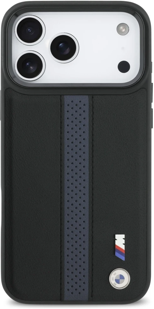 Dėklas BMW M Perforated Stripe Logo MagSafe Apple iPhone 17 Pro Max mėlynas