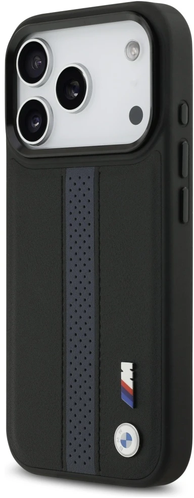 Dėklas BMW M Perforated Stripe Logo MagSafe Apple iPhone 17 Pro mėlynas