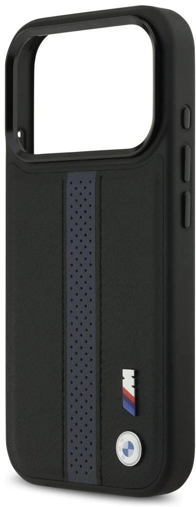 Dėklas BMW M Perforated Stripe Logo MagSafe Apple iPhone 17 Pro mėlynas