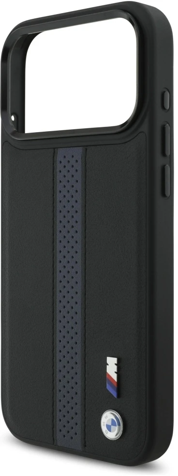 Dėklas BMW M Perforated Stripe Logo MagSafe Apple iPhone 17 Pro Max mėlynas