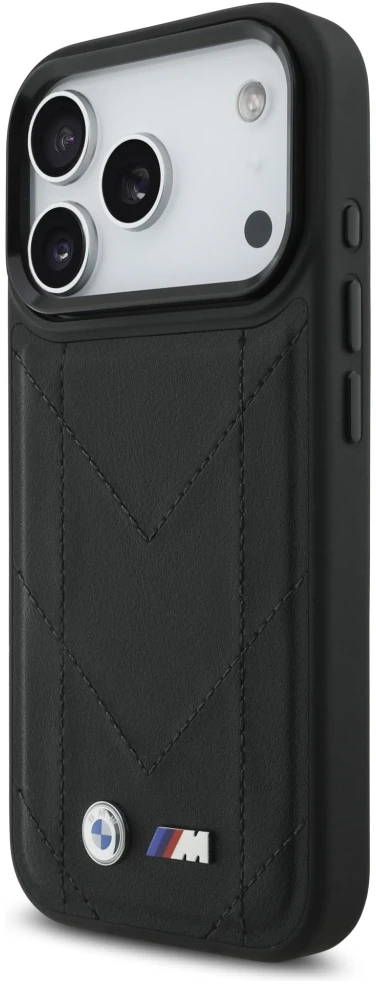 Dėklas BMW M Quilted Logo MagSafe Apple iPhone 17 Pro juodos spalvos