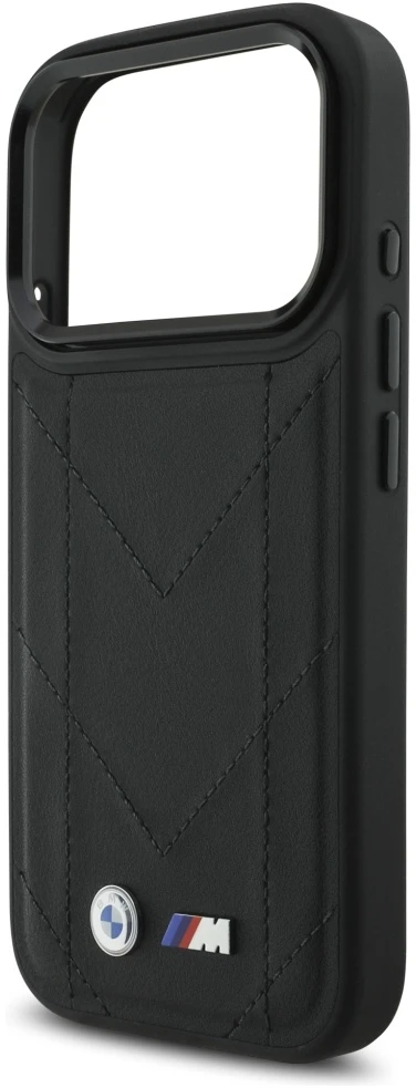 Dėklas BMW M Quilted Logo MagSafe Apple iPhone 17 Pro juodos spalvos