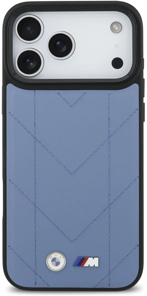 Dėklas BMW M Quilted Logo MagSafe Apple iPhone 17 Pro Max mėlynas