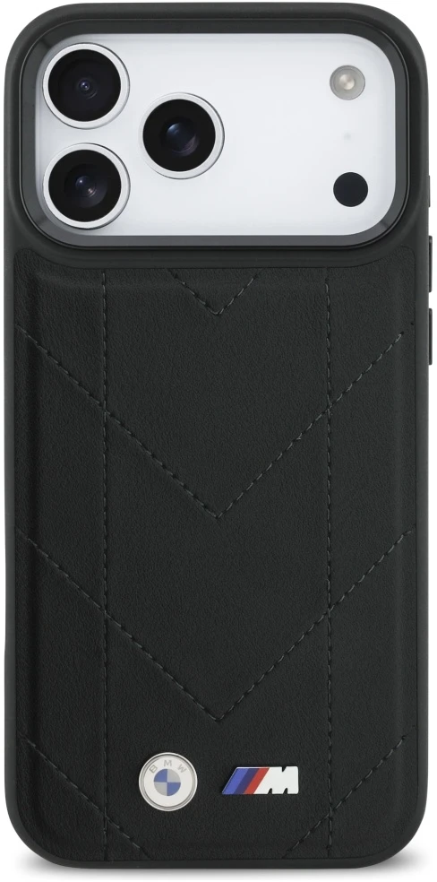 Dėklas BMW M Quilted Logo MagSafe Apple iPhone 17 Pro Max juodos spalvos