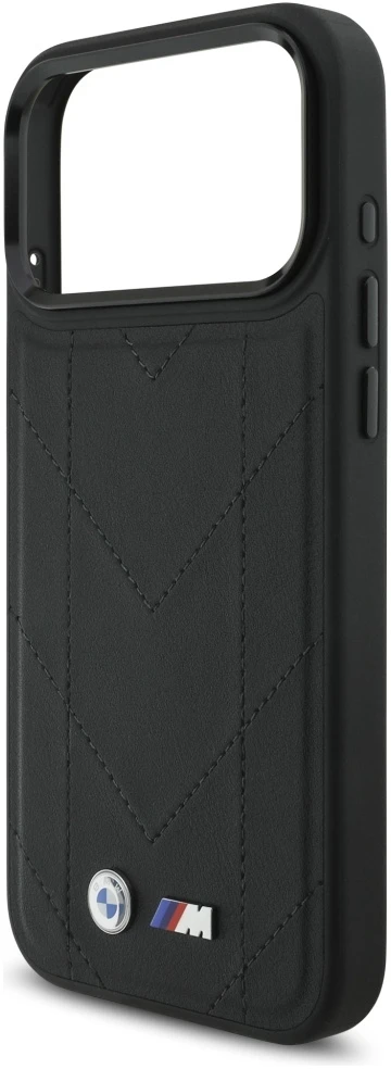 Dėklas BMW M Quilted Logo MagSafe Apple iPhone 17 Pro Max juodos spalvos