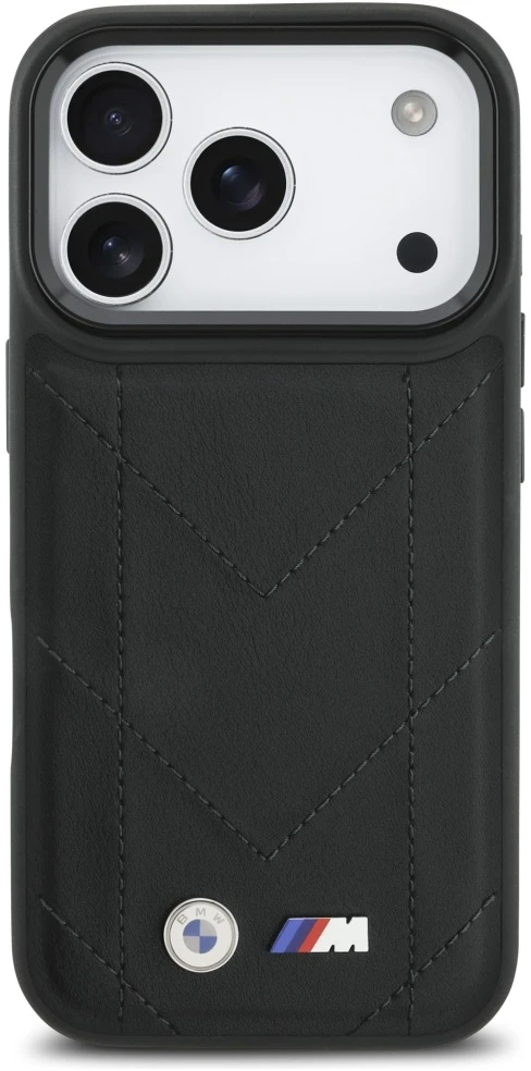 Dėklas BMW M Quilted Logo MagSafe Apple iPhone 17 Pro juodos spalvos