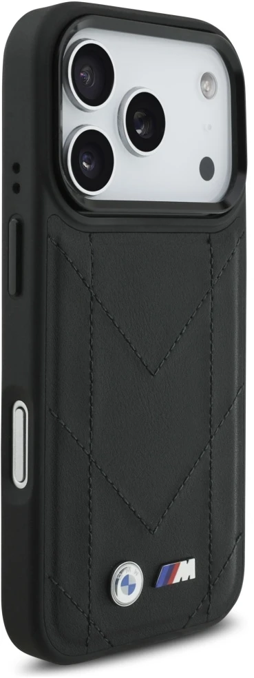 Dėklas BMW M Quilted Logo MagSafe Apple iPhone 17 Pro juodos spalvos