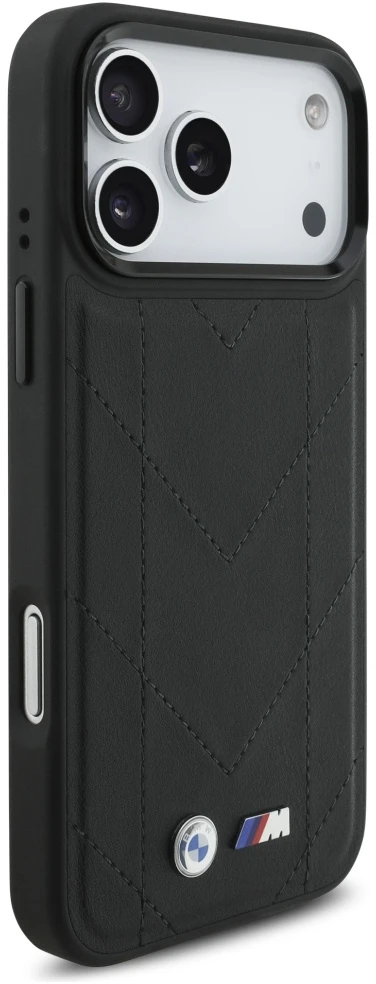Dėklas BMW M Quilted Logo MagSafe Apple iPhone 17 Pro Max juodos spalvos