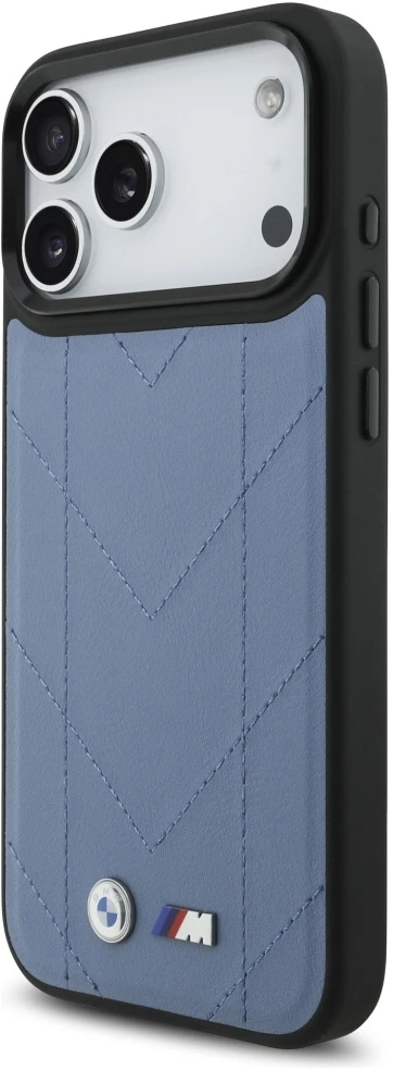 Dėklas BMW M Quilted Logo MagSafe Apple iPhone 17 Pro Max mėlynas