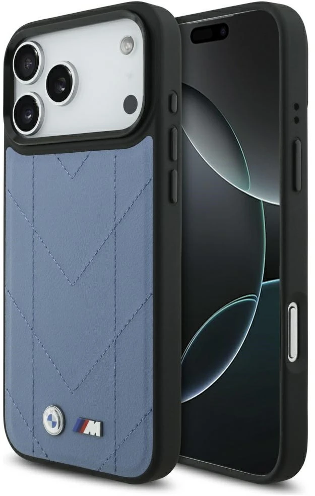 Dėklas BMW M Quilted Logo MagSafe Apple iPhone 17 Pro Max mėlynas