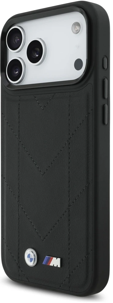 Dėklas BMW M Quilted Logo MagSafe Apple iPhone 17 Pro Max juodos spalvos