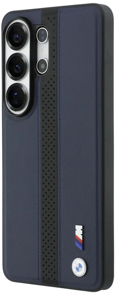 Dėklas BMW Perforated Stripe Logo MagSafe Samsung Galaxy S26 Ultra mėlynos spalvos