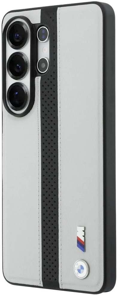 Dėklas BMW Perforated Stripe Logo MagSafe Samsung Galaxy S26 Ultra pilkos spalvos