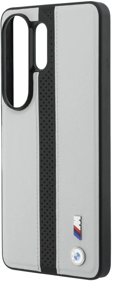 Dėklas BMW Perforated Stripe Logo MagSafe Samsung Galaxy S26 Ultra pilkos spalvos
