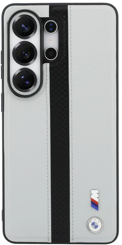Dėklas BMW Perforated Stripe Logo MagSafe Samsung Galaxy S26 Ultra pilkos spalvos