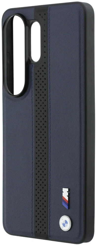 Dėklas BMW Perforated Stripe Logo MagSafe Samsung Galaxy S26 Ultra mėlynos spalvos