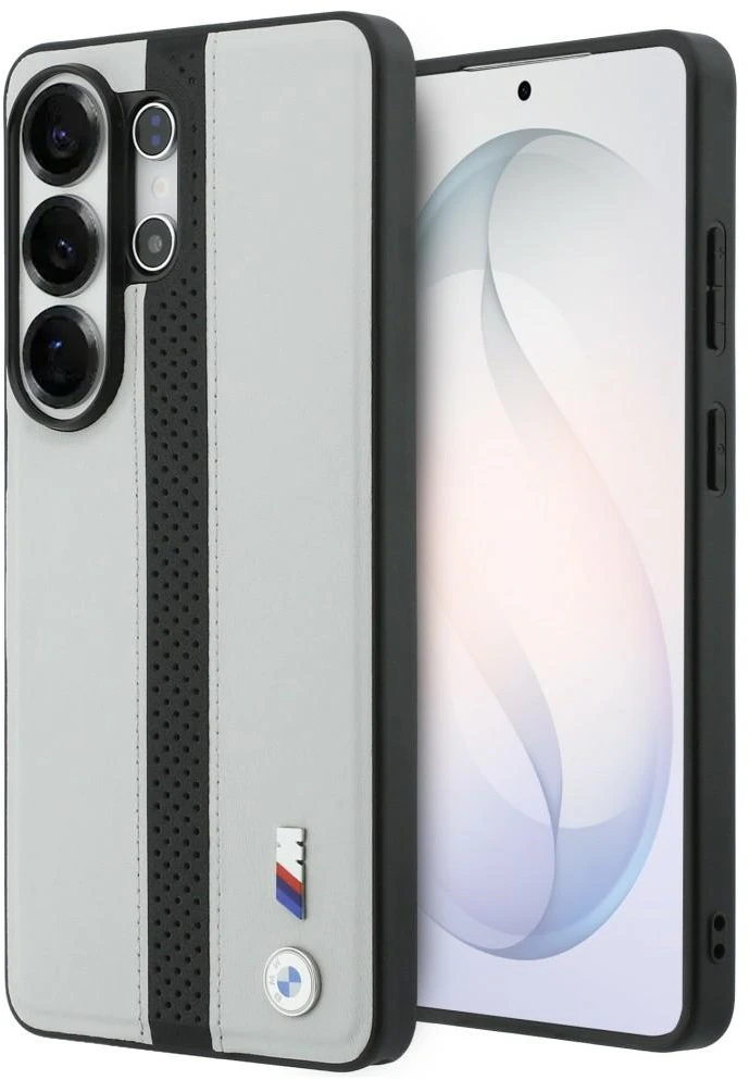 Dėklas BMW Perforated Stripe Logo MagSafe Samsung Galaxy S26 Ultra pilkos spalvos