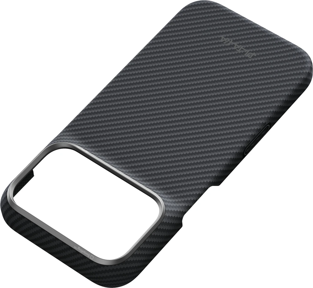 Dėklas Burga Pitaka Edge Case, Juodas/Pilkas Twill – iPhone 18/17 Pro