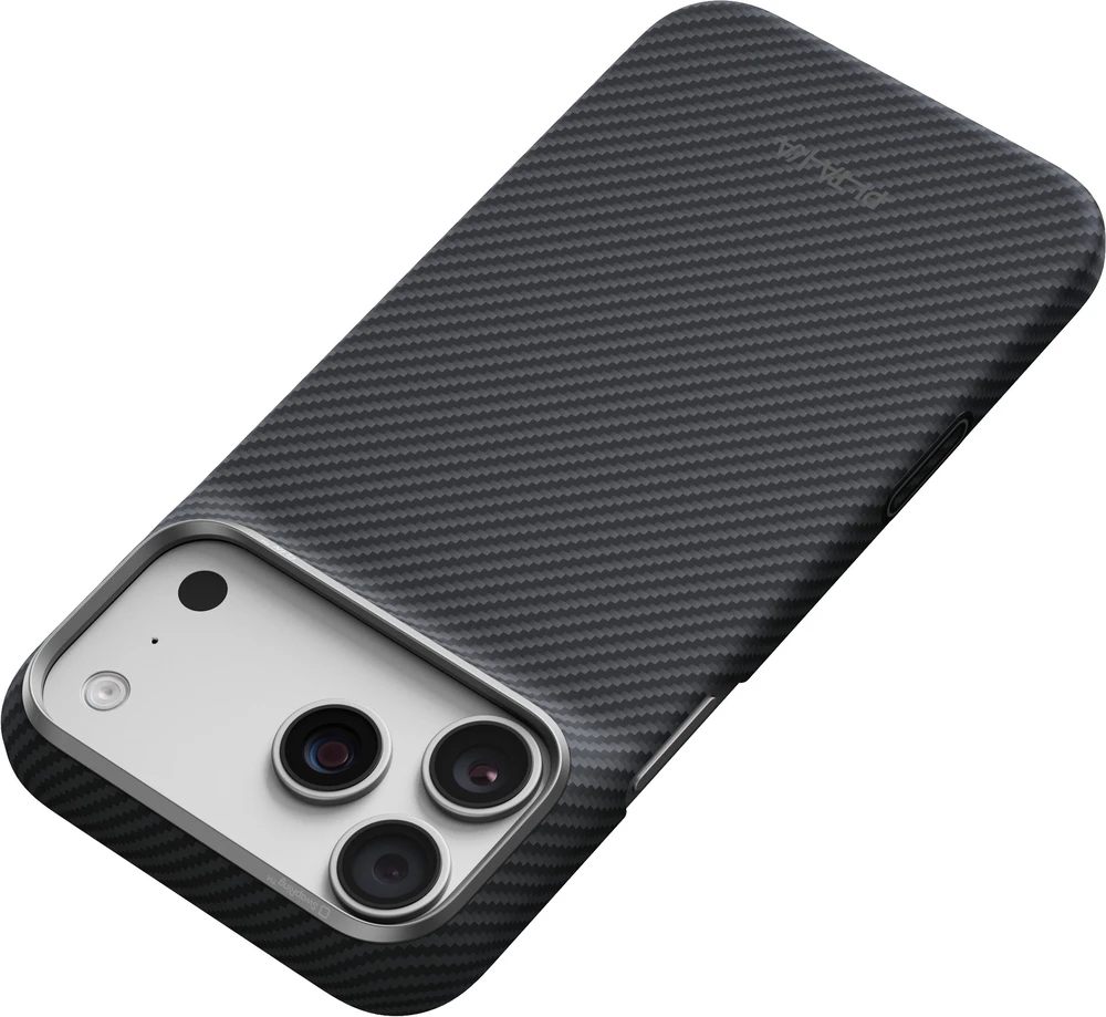Dėklas Burga Pitaka Edge Case, Juodas/Pilkas Twill – iPhone 18/17 Pro Max