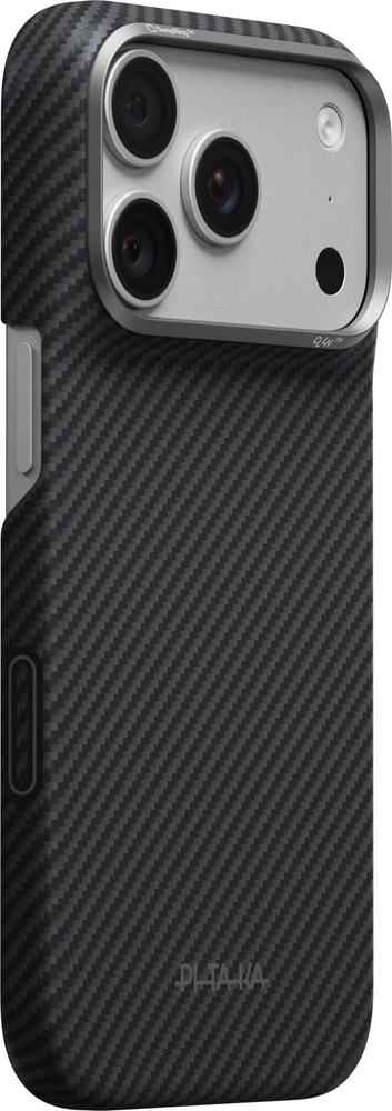 Dėklas Burga Pitaka Edge Case, Juodas/Pilkas Twill – iPhone 18/17 Pro