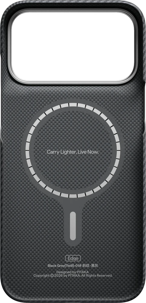 Dėklas Burga Pitaka Edge Case, Juodas/Pilkas Twill – iPhone 18/17 Pro Max
