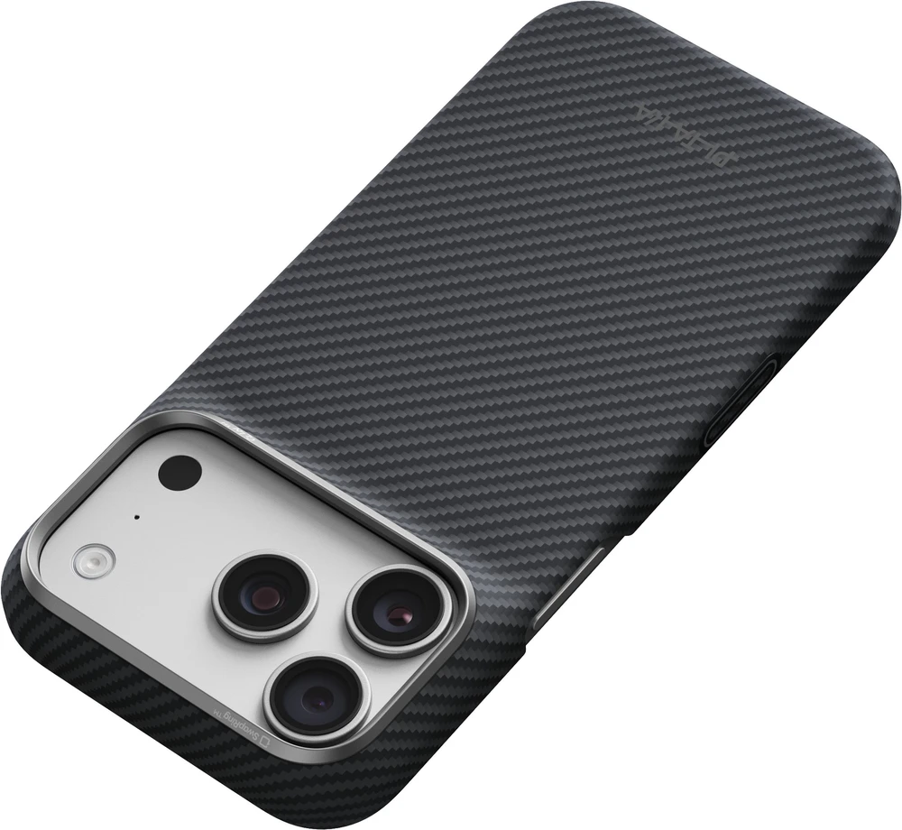 Dėklas Burga Pitaka Edge Case, Juodas/Pilkas Twill – iPhone 18/17 Pro