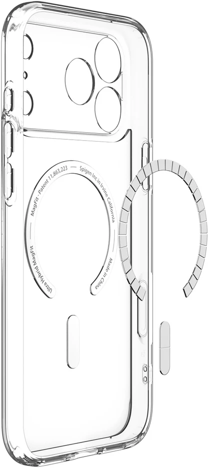 Dėklas Spigen Ultra Hybrid MagSafe, clear baltas – iPhone 18 Pro/17 Pro