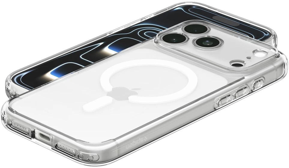 Dėklas Spigen Ultra Hybrid MagSafe, clear baltas – iPhone 18 Pro/17 Pro