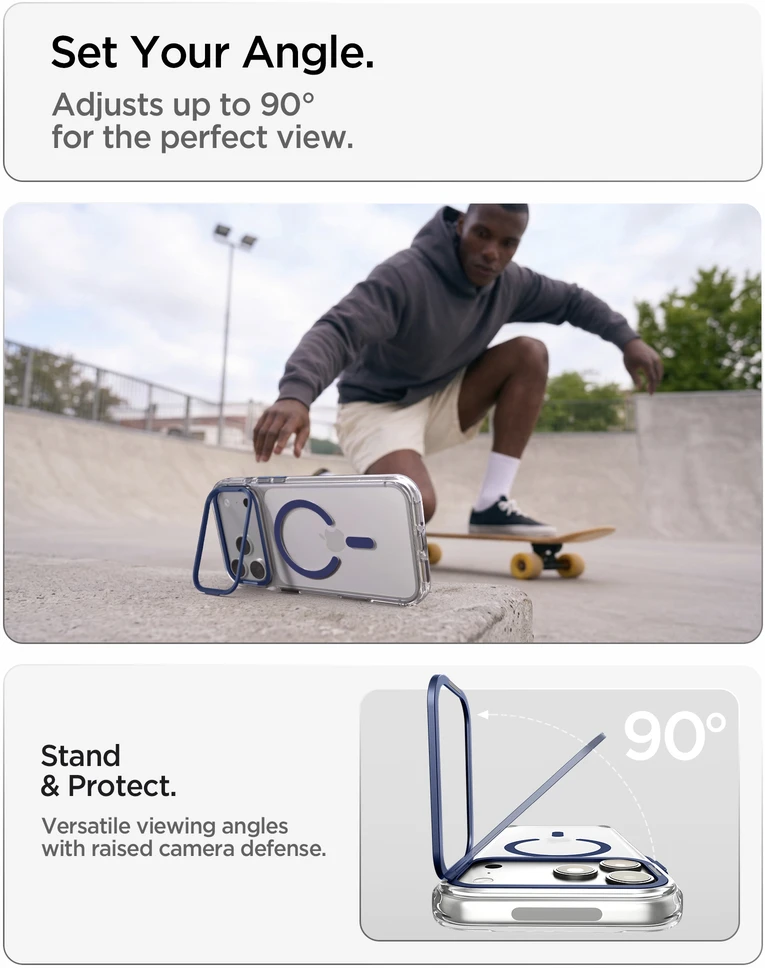 Dėklas Spigen Ultra Hybrid Optik S MagSafe, clear deep mėlynas – iPhone 18 Pro/17 Pro