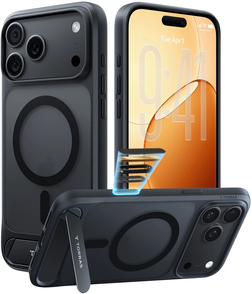 Dėklas Burga Torras Ostand L1, juodas – iPhone 18 Pro Max