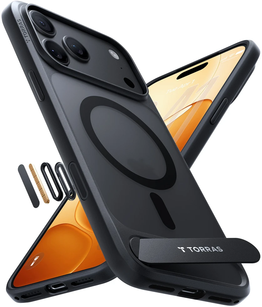 Dėklas Burga Torras Ostand L1, juodas – iPhone 18 Pro