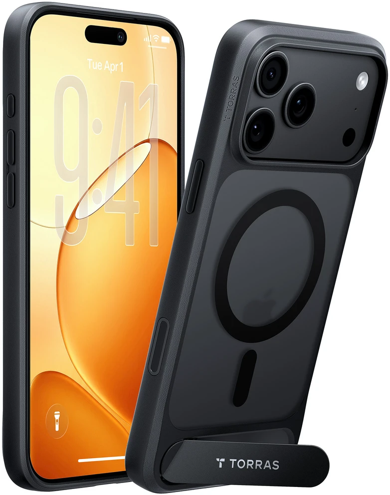 Dėklas Burga Torras Ostand L1, juodas – iPhone 18 Pro