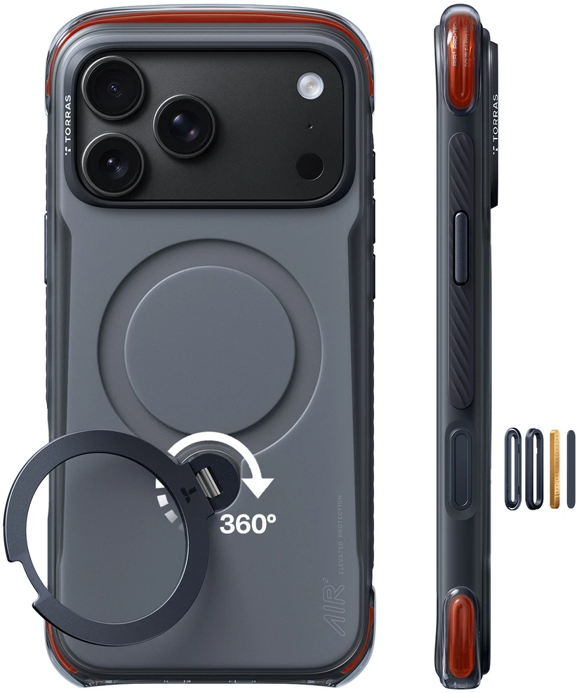 Dėklas Burga Torras Ostand Q3 Air Pro, obsidian core juodas – iPhone 18 Pro