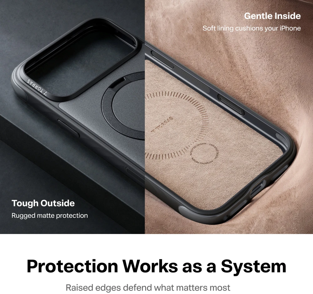 Dėklas Burga Torras Ostand Q3 Rugg, juodas – iPhone 18 Pro Max