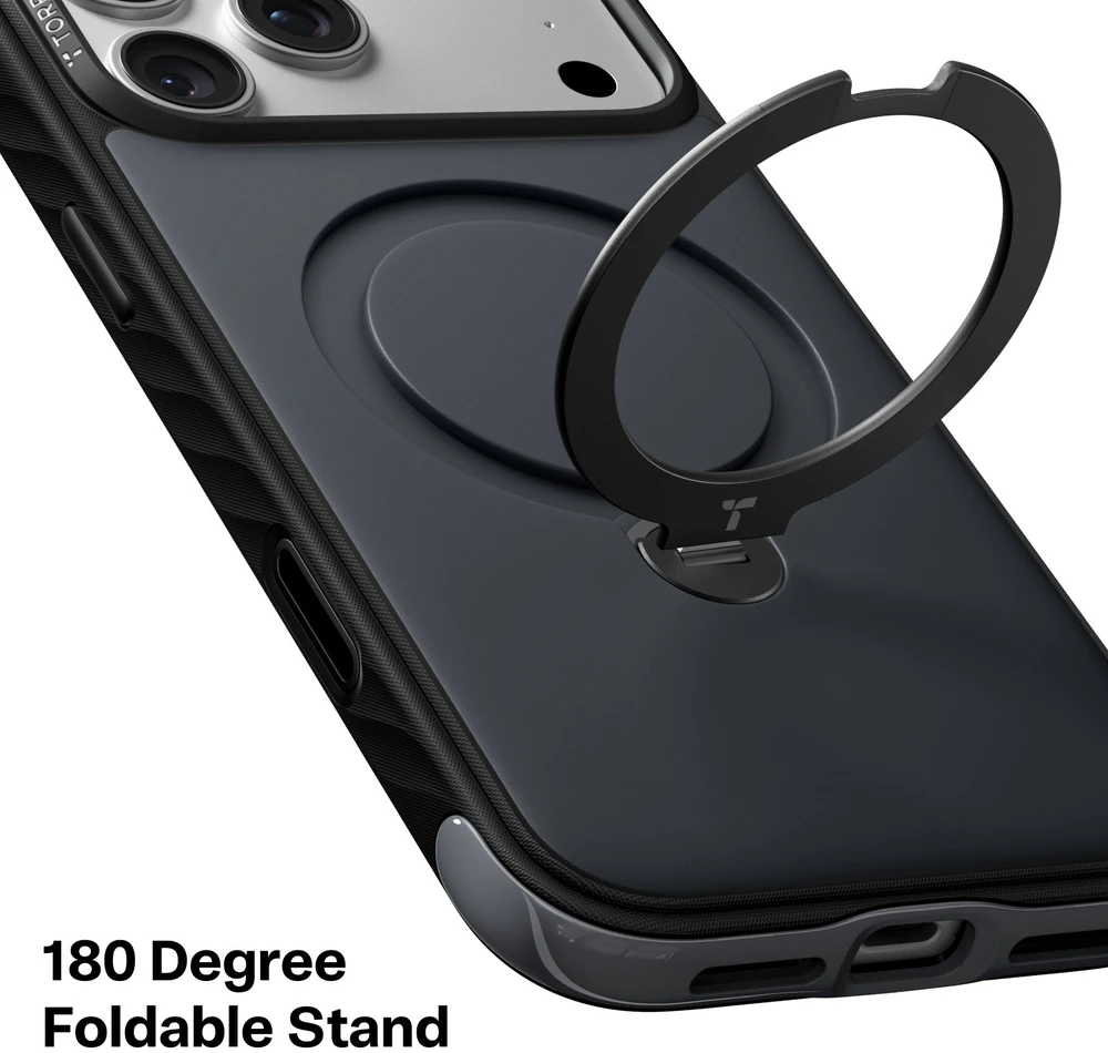 Dėklas Burga Torras Ostand Q3 Rugg, juodas – iPhone 18 Pro Max