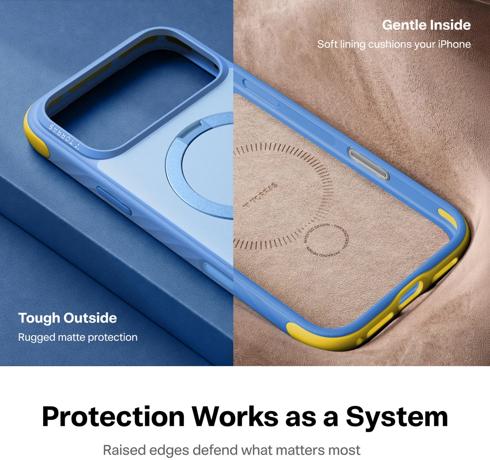 Dėklas Burga Torras Ostand Q3 Rugg, mėlynas – iPhone 18 Pro Max