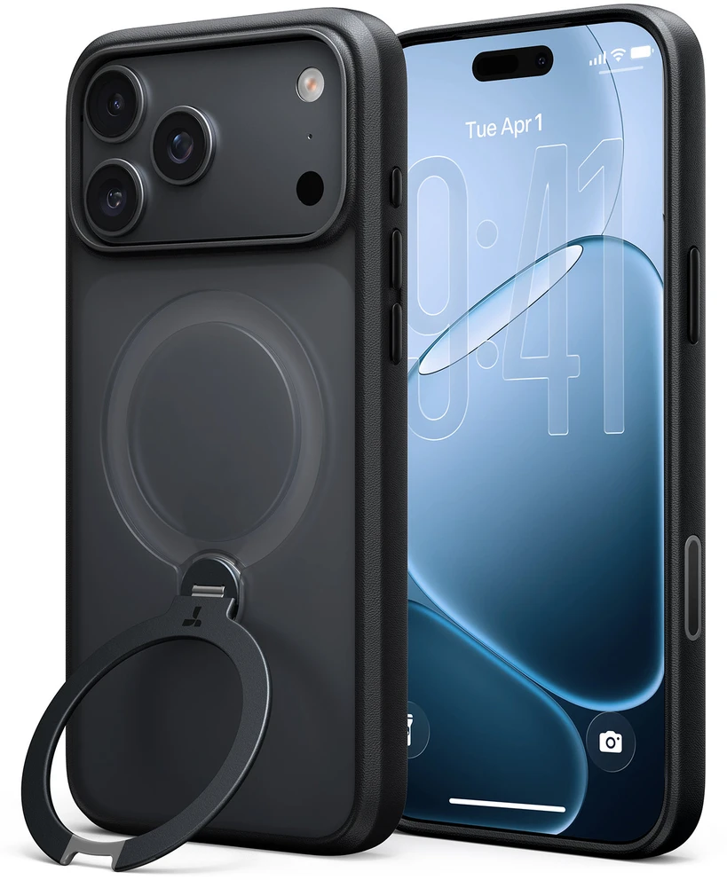 Dėklas Burga Torras Ostand Q3 Spin, juodas – iPhone 18 Pro Max