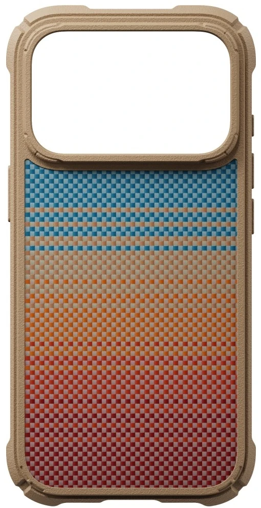 Dėklas PITAKA Cairn Case California Dream 01, skirtas iPhone 18 Pro / 17 Pro, saulėlydžio spalvos