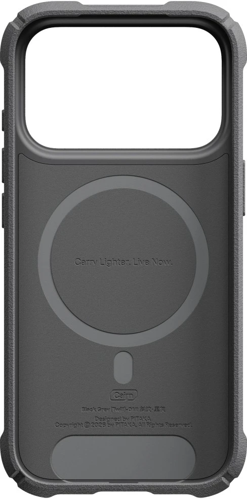 Dėklas PITAKA Cairn Case, skirtas iPhone 18 Pro / 17 Pro, juodas pilkas