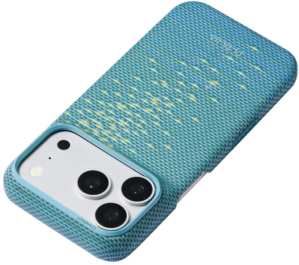 Dėklas PITAKA Edge MagSafe dėklas, skirtas iPhone 18 Pro / 17 Pro, lucid mėlynas