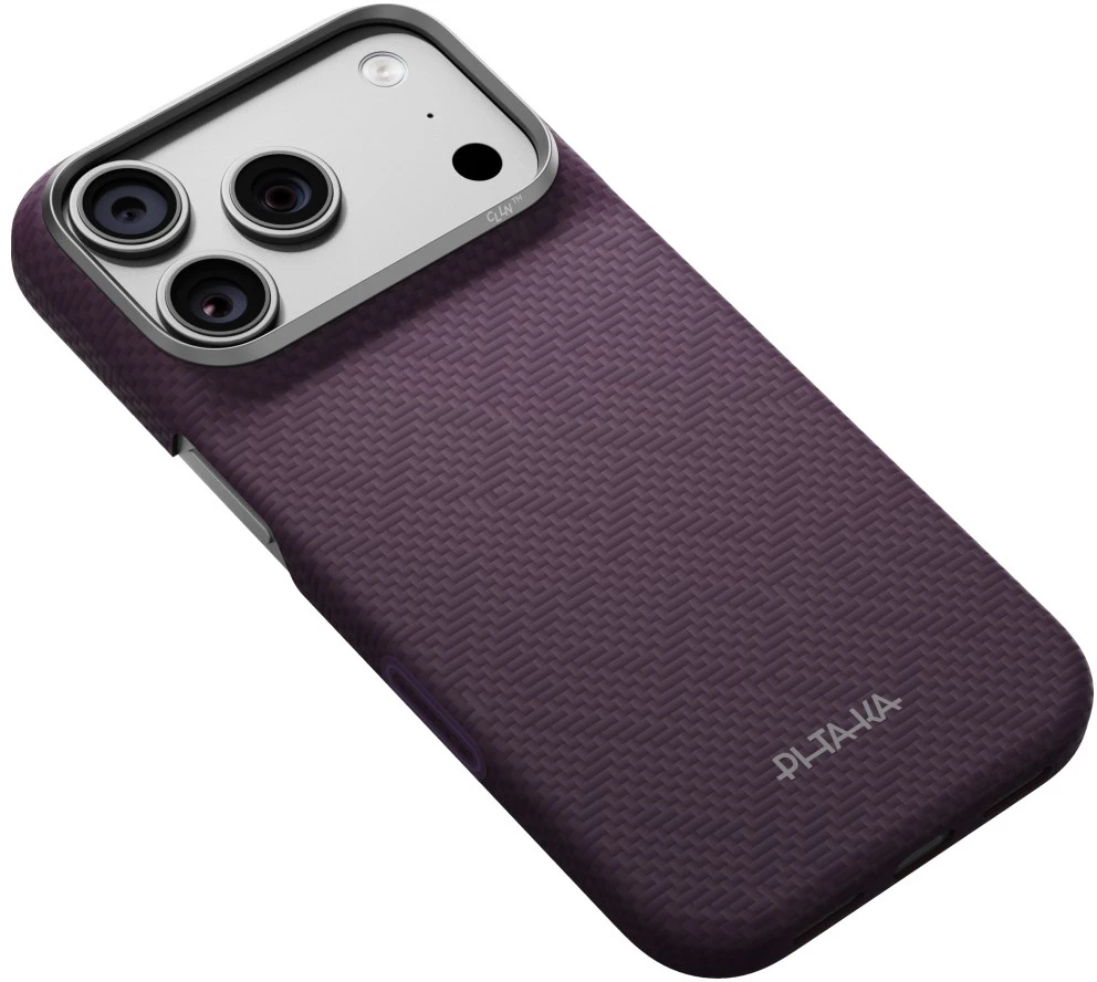 Dėklas PITAKA Edge PTK Weaving-Charoite MagSafe, skirtas iPhone 18 Pro / 17 Pro, violetinis