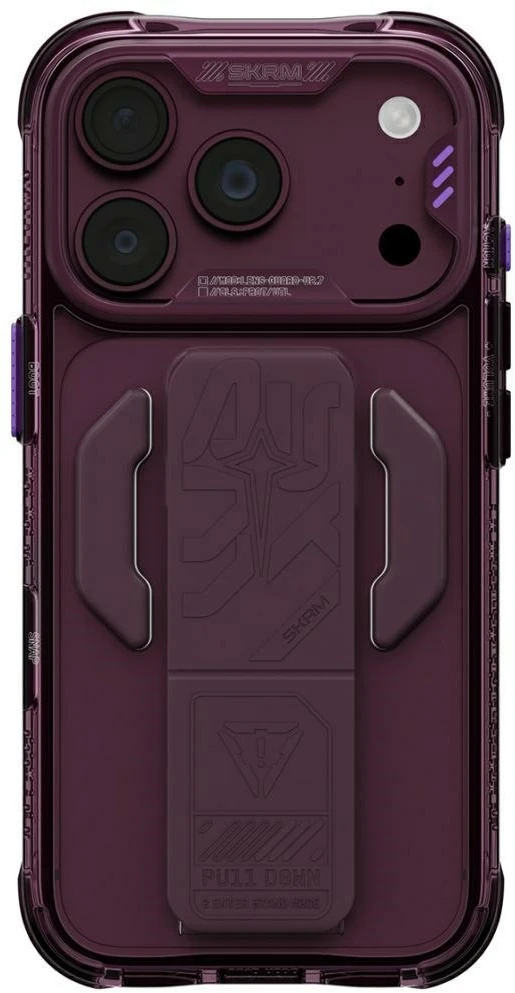 Dėklas Skinarma Helio CE Grip Stand, skirtas iPhone 18 Pro / 17 Pro, bordo spalvos