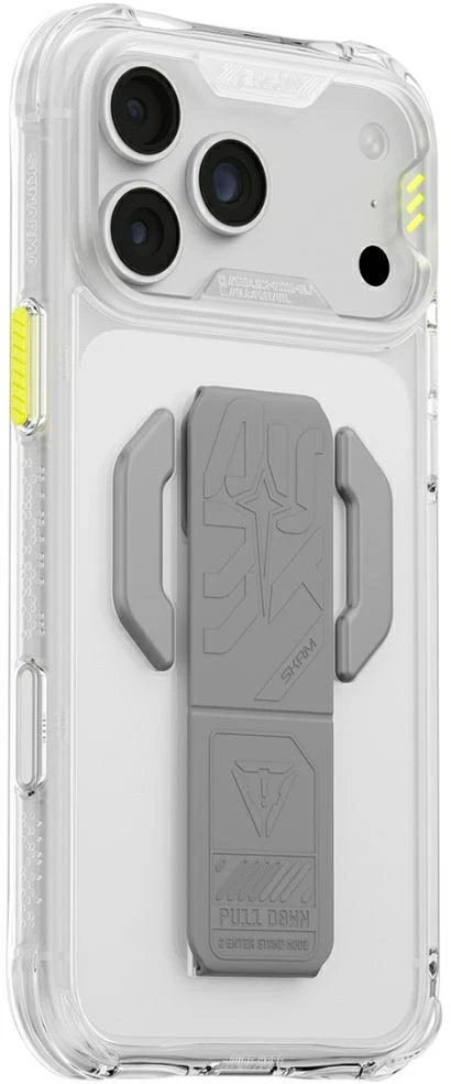 Dėklas Skinarma Helio CE Grip Stand, skirtas iPhone 18 Pro / 17 Pro, skaidrus