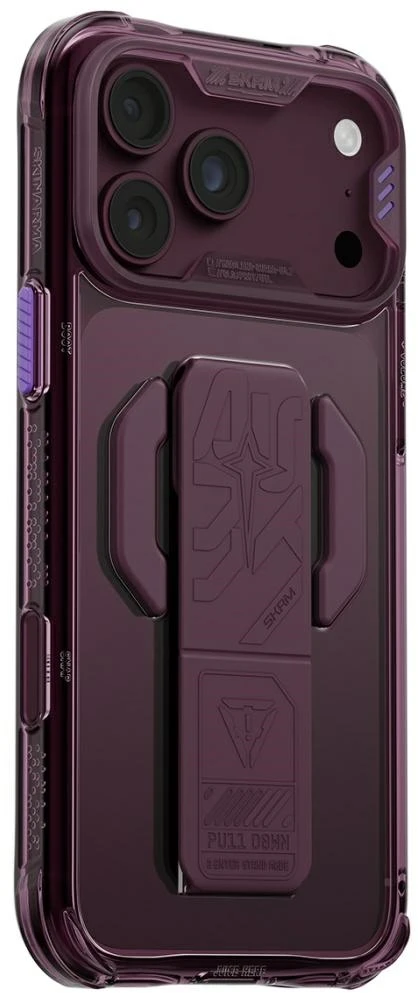 Dėklas Skinarma Helio CE Grip Stand, skirtas iPhone 18 Pro Max / 17 Pro Max, bordo spalvos