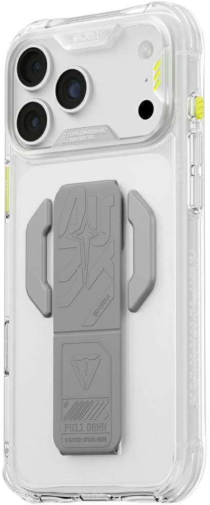 Dėklas Skinarma Helio CE Grip Stand, skirtas iPhone 18 Pro Max / 17 Pro Max, skaidrus