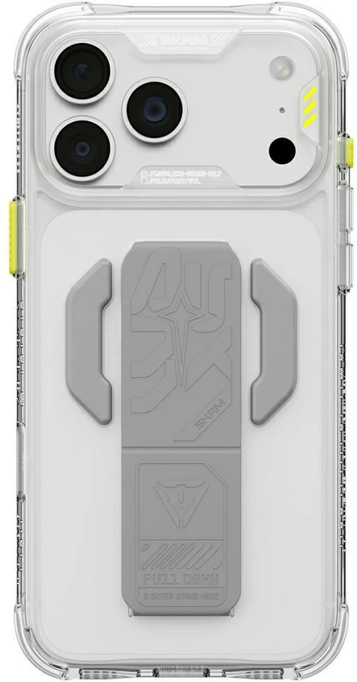 Dėklas Skinarma Helio CE Grip Stand, skirtas iPhone 18 Pro / 17 Pro, skaidrus
