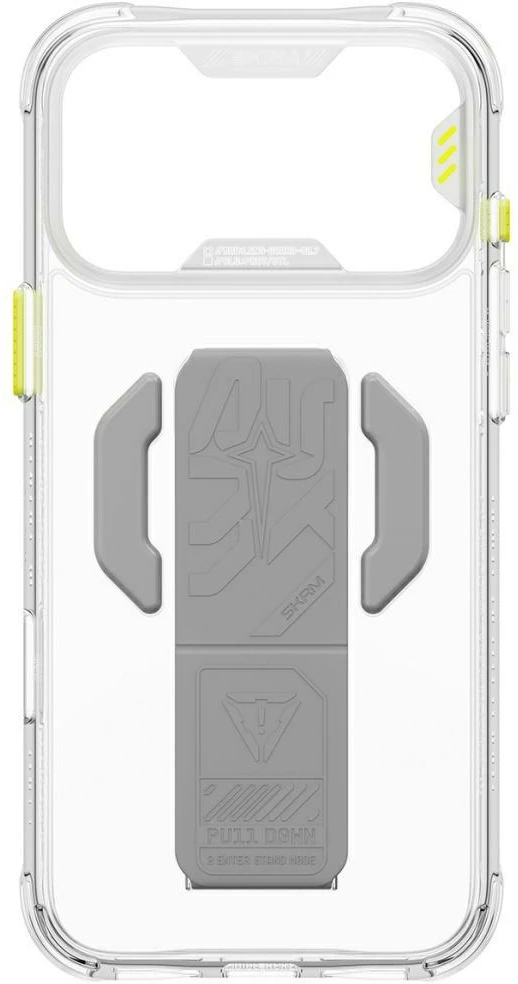 Dėklas Skinarma Helio CE Grip Stand, skirtas iPhone 18 Pro / 17 Pro, skaidrus