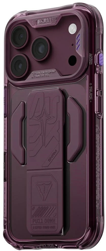 Dėklas Skinarma Helio CE Grip Stand, skirtas iPhone 18 Pro / 17 Pro, bordo spalvos