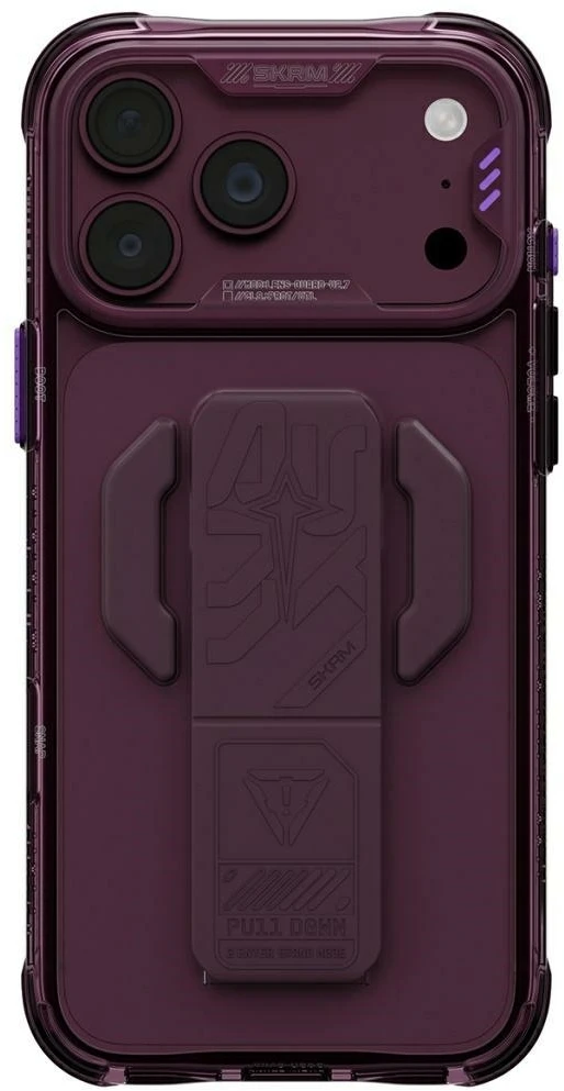 Dėklas Skinarma Helio CE Grip Stand, skirtas iPhone 18 Pro Max / 17 Pro Max, bordo spalvos
