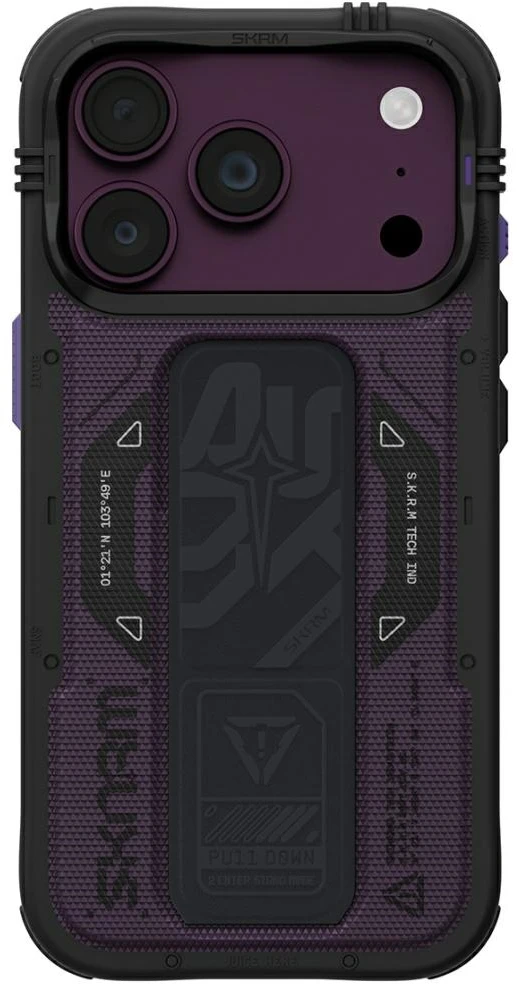 Dėklas Skinarma Phantom MagSafe + Grip Stand, skirtas iPhone 18 Pro / 17 Pro, bordo spalvos